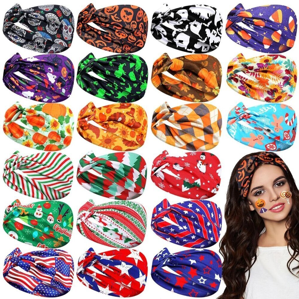 21 Pcs Fall Holiday Headbands for Women Thanksgiving Halloween Christmas